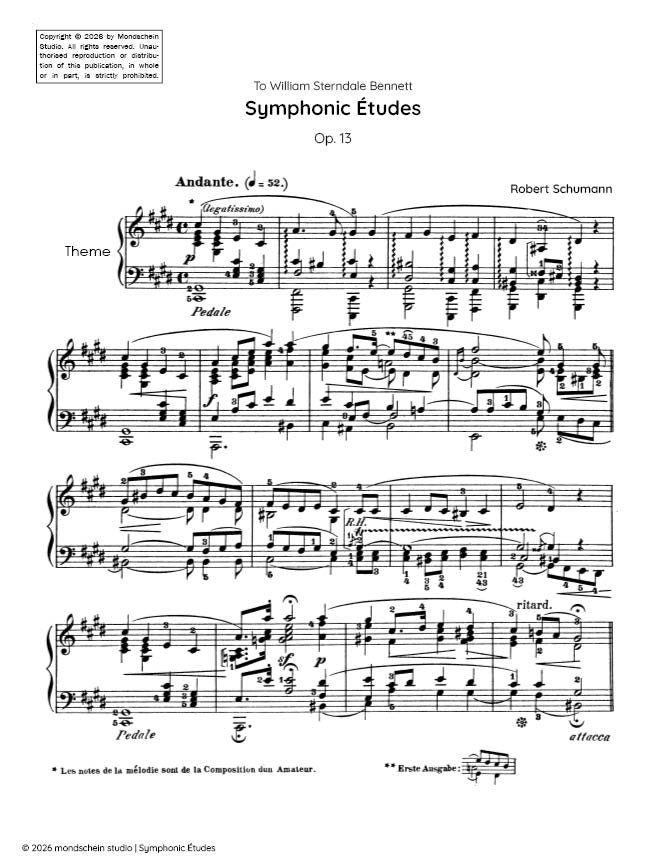 Schumann - Symphonic Études (12 études + 5 supplementary variations), Op. 13 (PDF Sheet Music / Digital Download)