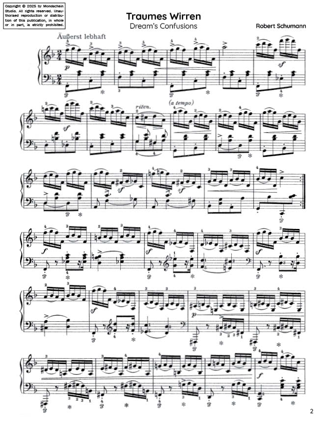 Schumann - Traumes Wirren (Dream's Confusions) from Fantasiestücke, Op. 12 No. 7 (PDF Sheet Music / Digital Download)