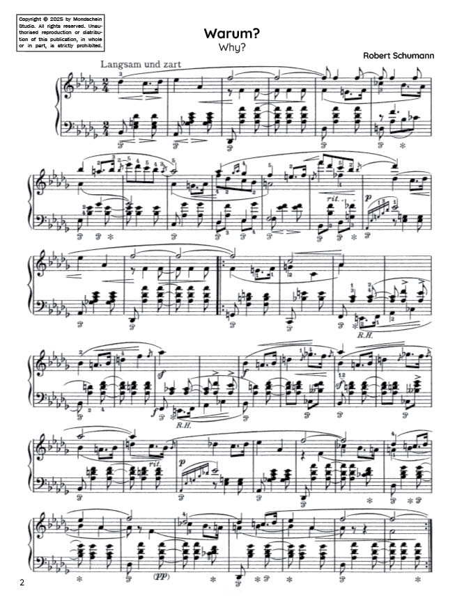 Schumann - Warum? (Why?) from Fantasiestücke, Op. 12 No. 3 (PDF Sheet Music / Digital Download)