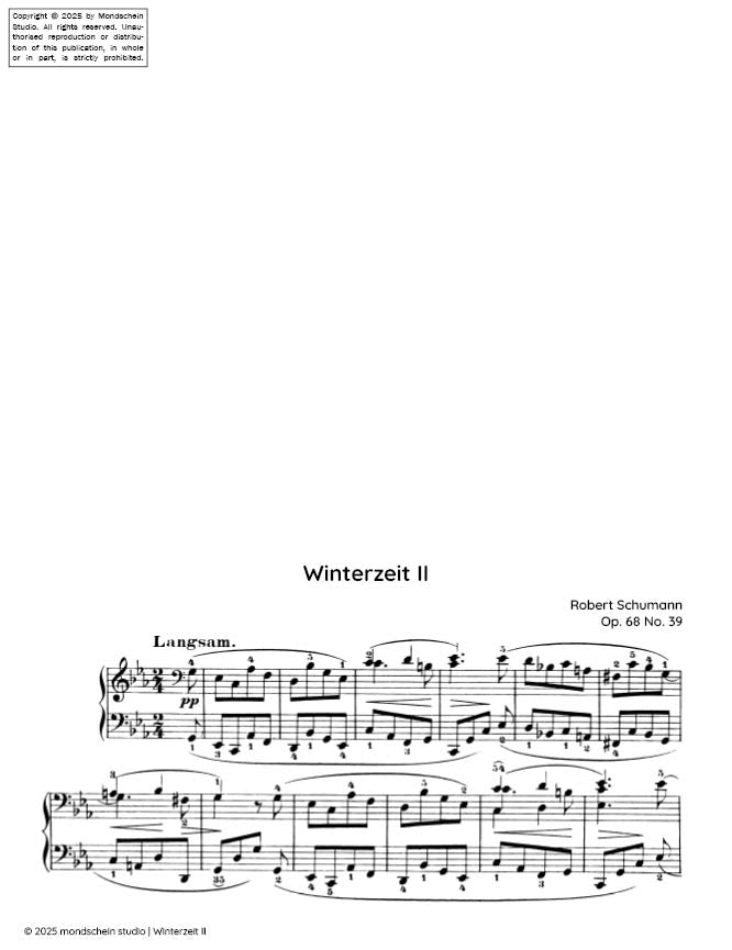 Schumann - Winterzeit II No. 39 from Album für die Jugend, Op. 68 (PDF Sheet Music / Digital Download)