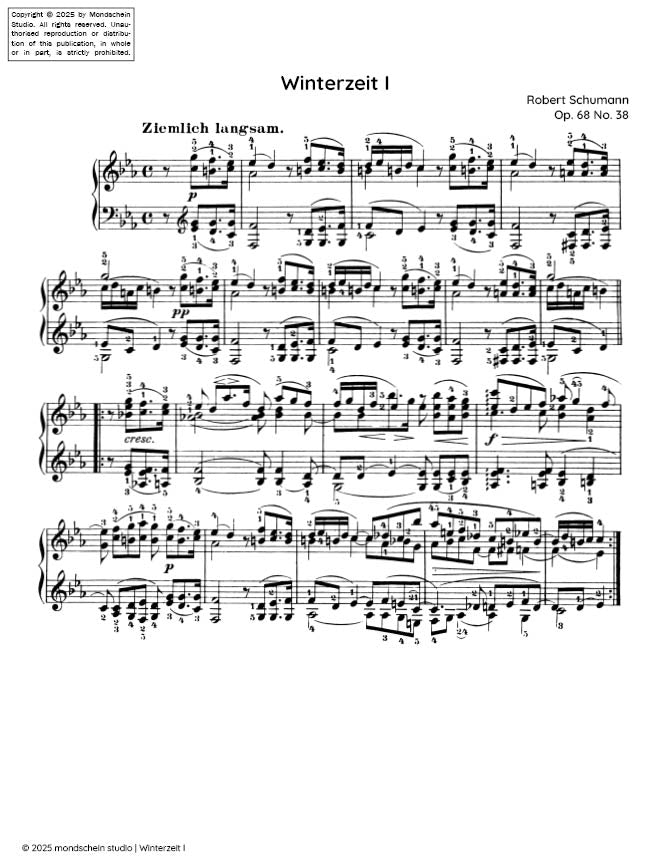 Schumann - Winterzeit I No. 38 from Album für die Jugend, Op. 68 (PDF Sheet Music / Digital Download)