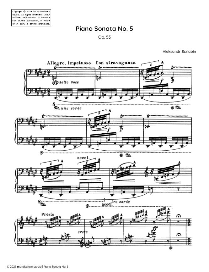 Scriabin - Piano Sonata No. 5, Op. 53 (PDF Sheet Music / Digital Download)