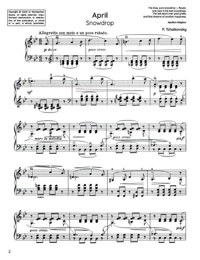 Tchaikovsky - April from The Seasons, Op. 37a (PDF Sheet Music / Digital Download)