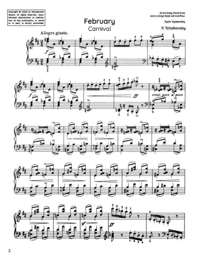 Tchaikovsky - February from The Seasons, Op. 37a (PDF Sheet Music / Digital Download)