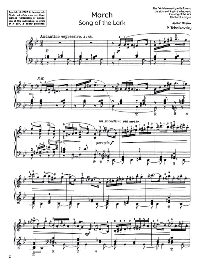 Tchaikovsky - March from The Seasons, Op. 37a (PDF Sheet Music / Digital Download)