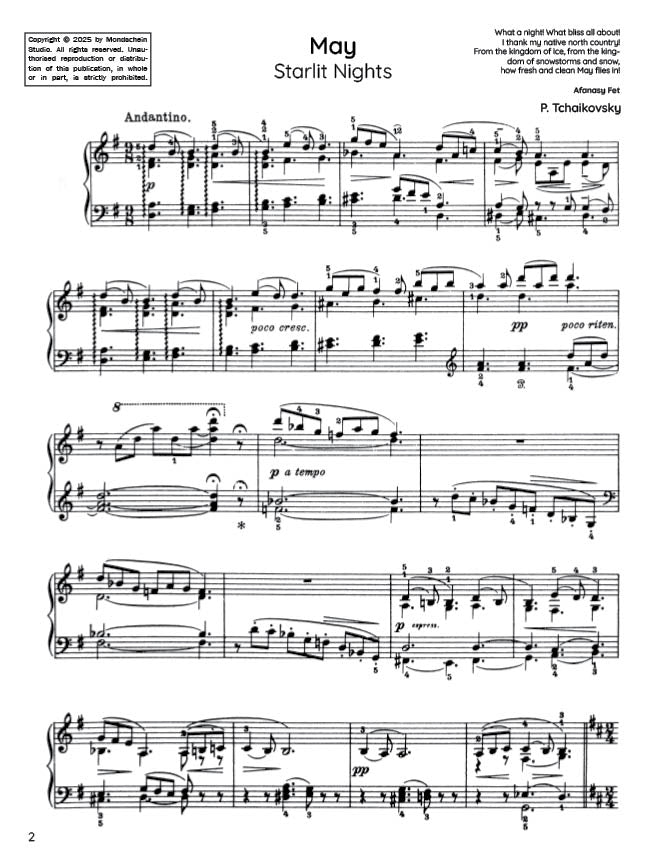 Tchaikovsky - May from The Seasons, Op. 37a (PDF Sheet Music / Digital Download)