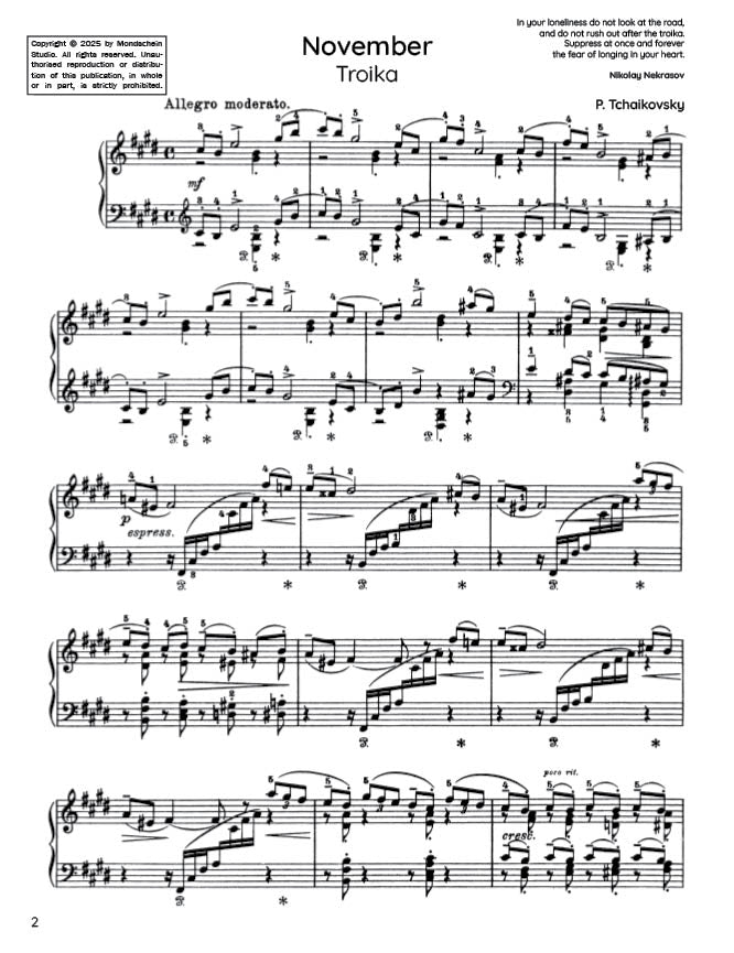 Tchaikovsky - November from The Seasons, Op. 37a (PDF Digital Download)