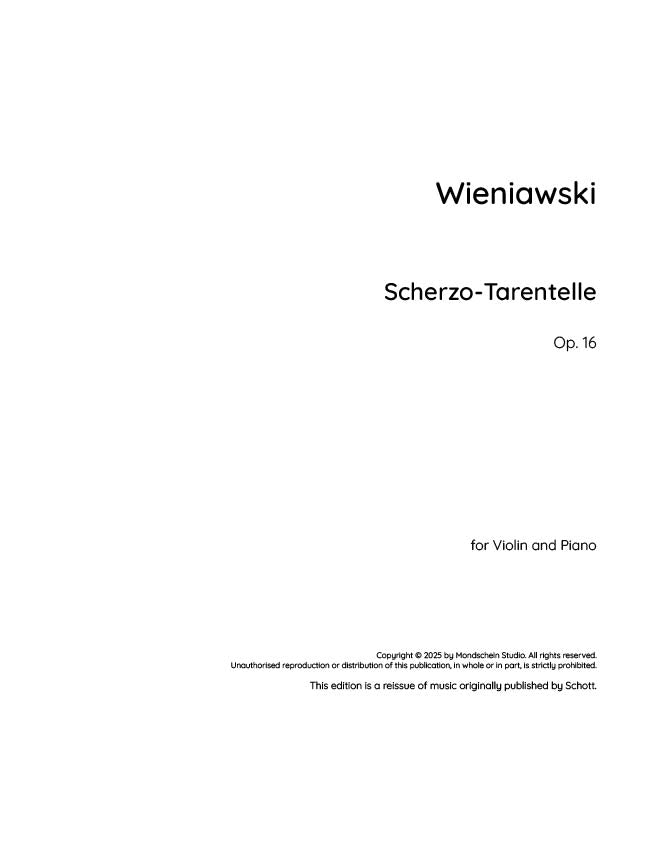 Wieniawski - Scherzo-Tarentelle, Op. 16 (PDF Sheet Music / Digital Download)