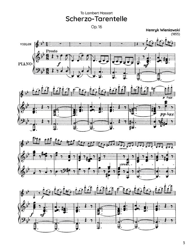 Wieniawski - Scherzo-Tarentelle, Op. 16 (PDF Sheet Music / Digital Download)