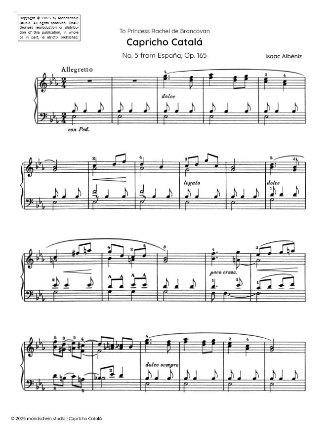 Albéniz - Capricho Catalá, Op. 165 No. 5 (PDF Sheet Music / Digital Download)