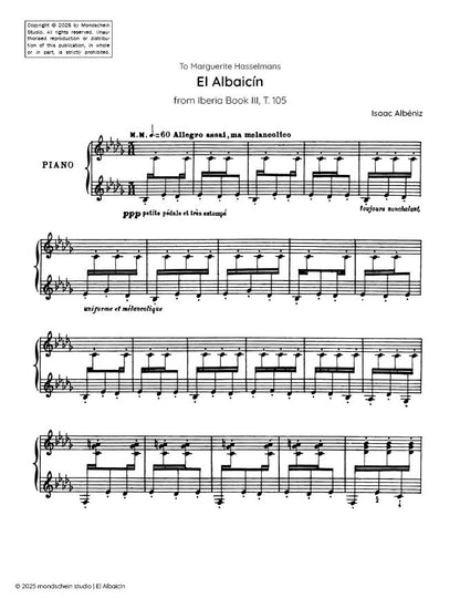 Albéniz -  El Albaicín from Iberia Book III, T. 105 (PDF Sheet Music / Digital Download)