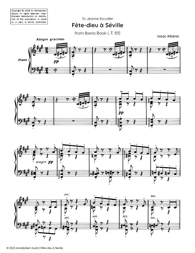 Albéniz - Fête-dieu à Séville from Iberia Book I, T. 105 (PDF Sheet Music / Digital Download)
