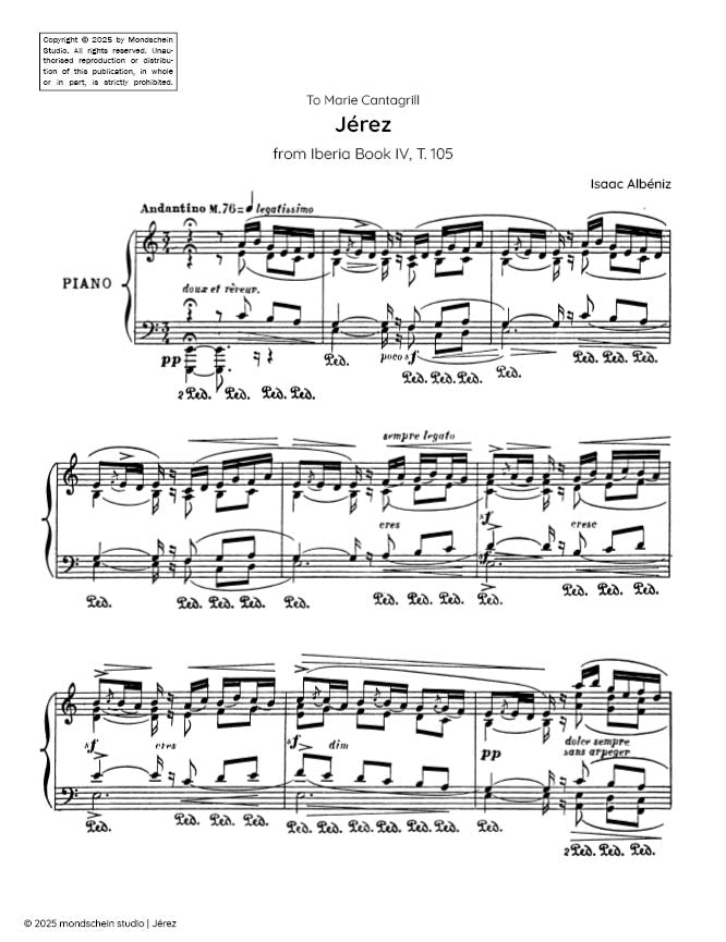 Albéniz - Jérez from Iberia Book IV, T. 105 (PDF Sheet Music / Digital Download)