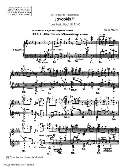 Albéniz - Lavapiés from Iberia Book III, T. 105 (PDF Sheet Music / Digital Download)