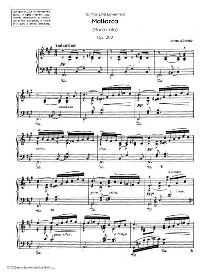 Albéniz - Mallorca, Op. 202 (PDF Sheet Music / Digital Download)