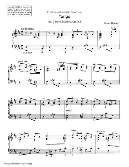 Albéniz - Tango, Op. 165 No. 2 (PDF Sheet Music / Digital Download)
