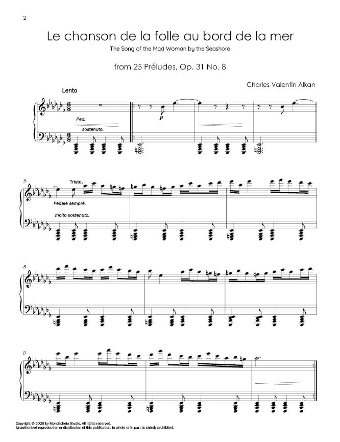 Alkan - “Le chanson de la folle au bord de la mer” from 25 Preludes, Op. 31 No. 8 (PDF Digital Download)