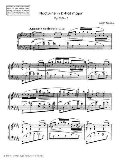 Arensky - Nocturne in D-flat major, Op. 36 No. 3 (PDF Sheet Music / Digital Download)