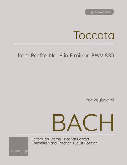 Bach - Toccata from Partita No. 6 in E minor, BWV 830 (PDF Sheet Music / Digital Download)