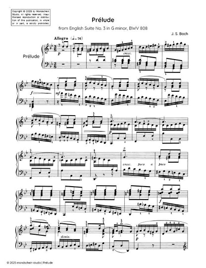 Bach - Prelude from English Suite No. 3 in G minor, BWV 808 (PDF Sheet Music / Digital Download)