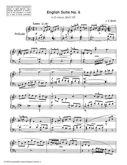 Bach - English Suite No. 6 in D minor, BWV 811 (PDF Sheet Music / Digital Download)