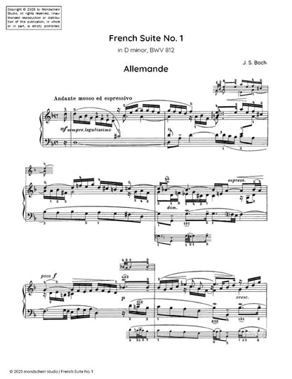 Bach - Suite française n° 1 en ré mineur, BWV 812 (Partition PDF / Téléchargement numérique)