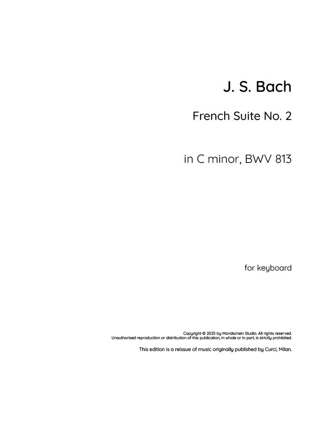 Bach - French Suite No. 2 in C minor, BWV 813 (PDF Sheet Music / Digital Download)