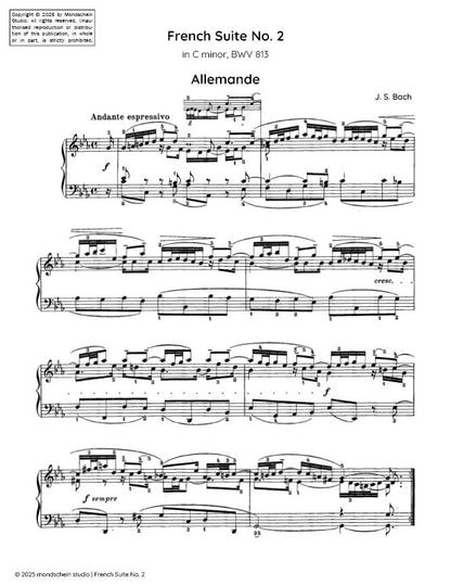 Bach - French Suite No. 2 in C minor, BWV 813 (PDF Sheet Music / Digital Download)