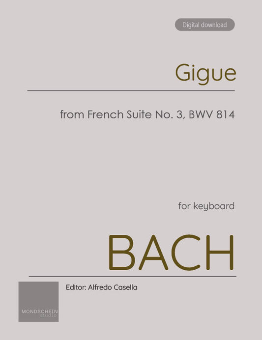 Bach - Gigue from French Suite No. 3 in B minor, BWV 814 (PDF Sheet Music / Digital Download)