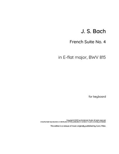 Bach - French Suite No. 4 in E-flat major, BWV 815 (PDF Sheet Music / Digital Download)
