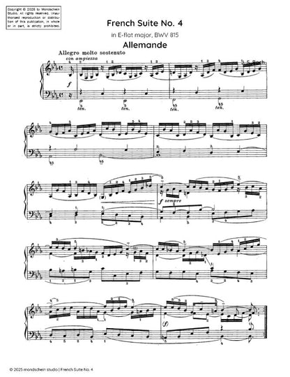 Bach - French Suite No. 4 in E-flat major, BWV 815 (PDF Sheet Music / Digital Download)