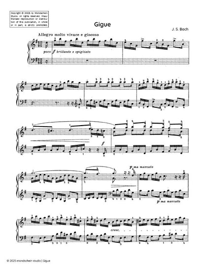 Bach - Gigue from French Suite No. 5 in G major, BWV 816 (PDF Sheet Music / Digital Download)