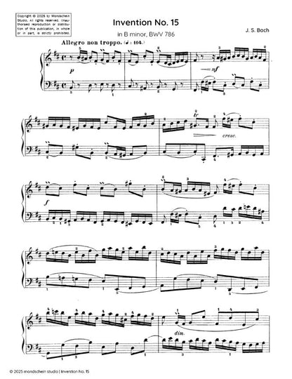 Bach - Invention No. 15 in B minor, BWV 786 (PDF Sheet Music / Digital Download)