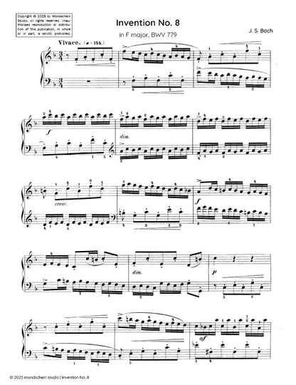 Bach - Invention No. 8 in F major, BWV 779 (PDF Sheet Music / Digital Download)