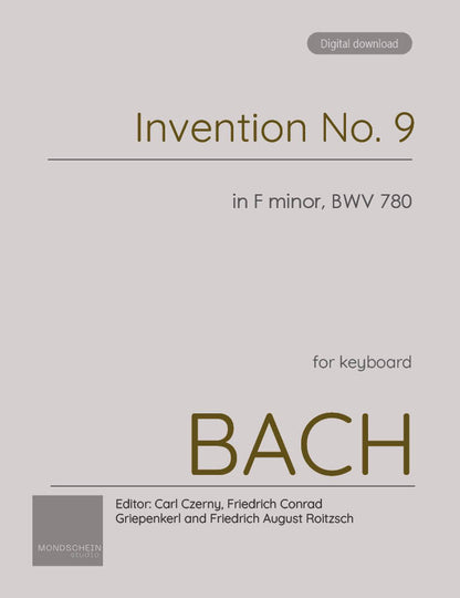 Bach - Invention No. 9 in F minor, BWV 780 (PDF Sheet Music / Digital Download)