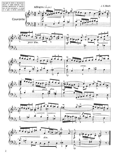 Bach - Courante from Partita No. 2 in C minor BWV 826 (PDF Sheet Music / Digital Download)