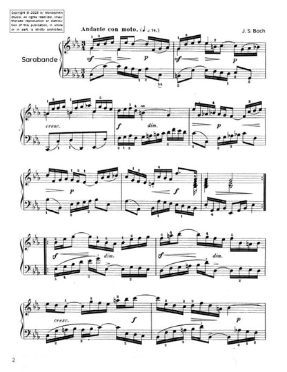 Bach - Sarabande from Partita No. 2 in C minor BWV 826 (PDF Sheet Music / Digital Download)