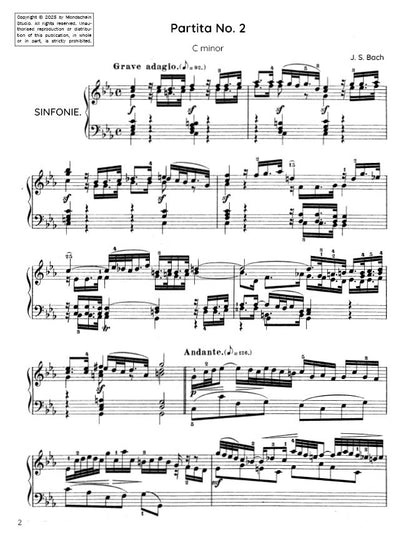 Bach - Sinfonia from Partita No. 2 in C minor BWV 826 (PDF Sheet Music / Digital Download)