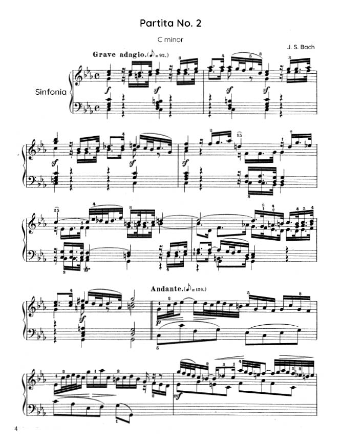 Bach - Partita No. 2 in C minor BWV 826 (PDF Sheet Music / Digital Download)