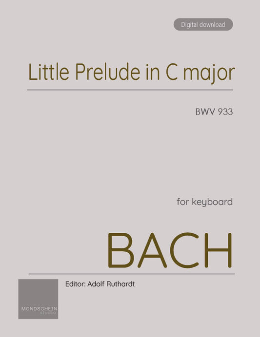 Bach - Little Prelude in C major, BWV 933 (PDF Sheet Music / Digital Download)