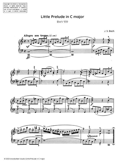 Bach - Little Prelude in C major, BWV 939 (PDF Sheet Music / Digital Download)