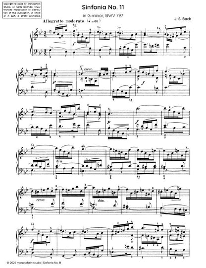 Bach - Sinfonia No. 11 in G minor, BWV 797 (PDF Sheet Music / Digital Download)