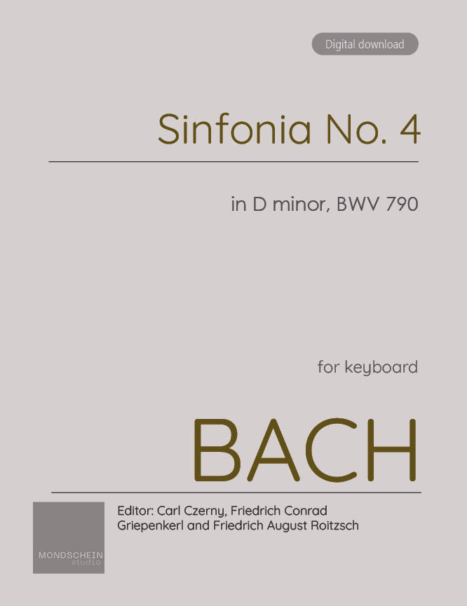 Bach - Sinfonia No. 4 in D minor, BWV 790 (PDF Sheet Music / Digital Download)