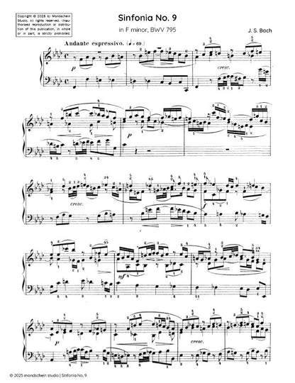 Bach - Sinfonia No. 9 in F minor, BWV 795 (PDF Sheet Music / Digital Download)