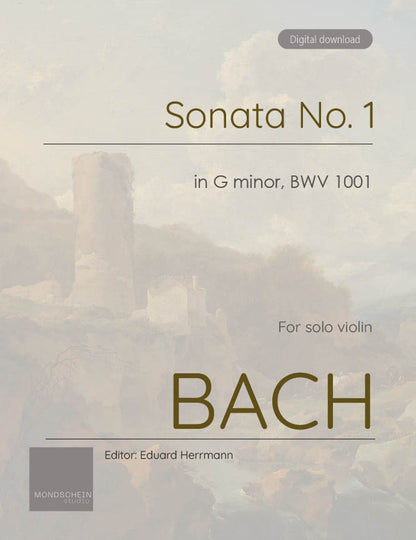 Bach - Sonata No. 1 in G minor for Solo Violin, BWV 1001 (PDF Sheet Music / Digital Download)