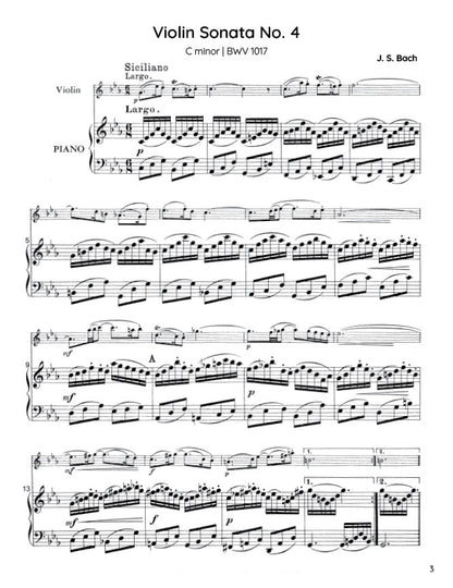 Bach - Violin Sonata No. 4 in C minor for Violin and Harpsichord, BWV 1017 (PDF Sheet Music / Digital Download)