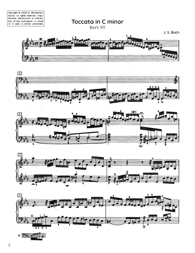 Bach - Toccata in C minor, BWV 911 (PDF Digital Download)