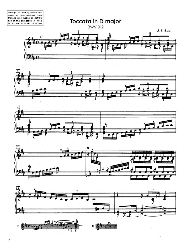 Bach - Toccata in D major, BWV 912 (PDF Digital Download)