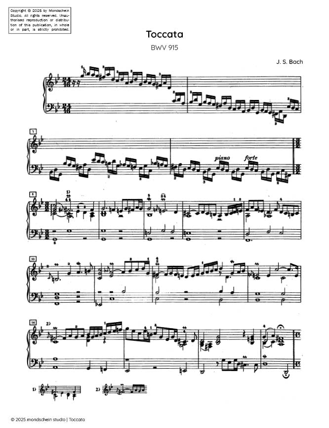 Bach - Toccata in G minor, BWV 915 (PDF Sheet Music / Digital Download)