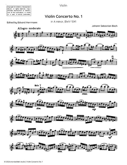 Bach - Violin Concerto No. 1 in A minor, BWV 1041 (PDF Sheet Music / Digital Download)